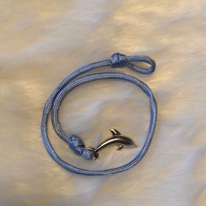 Blue rope silver dolphin bracelet